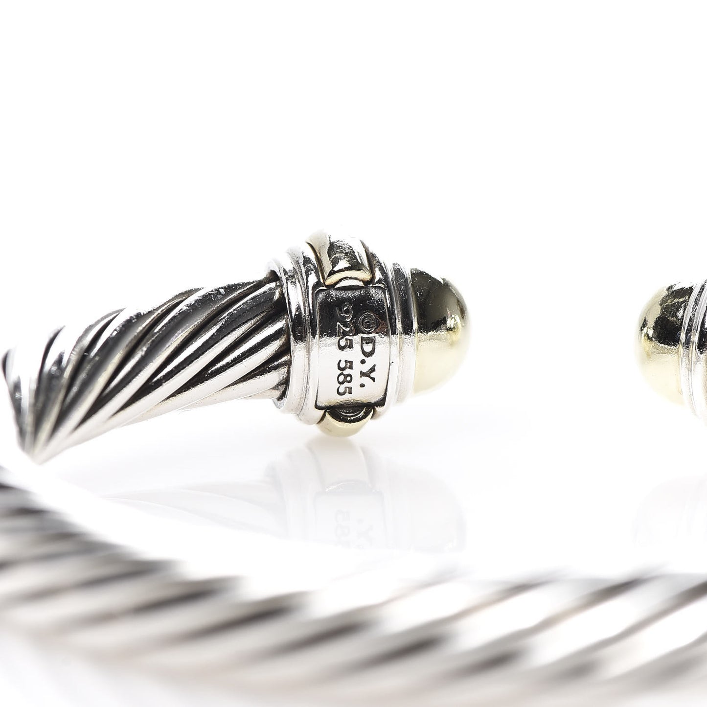 Sterling Silver 14K Yellow Gold 7mm Cable Classics Bracelet