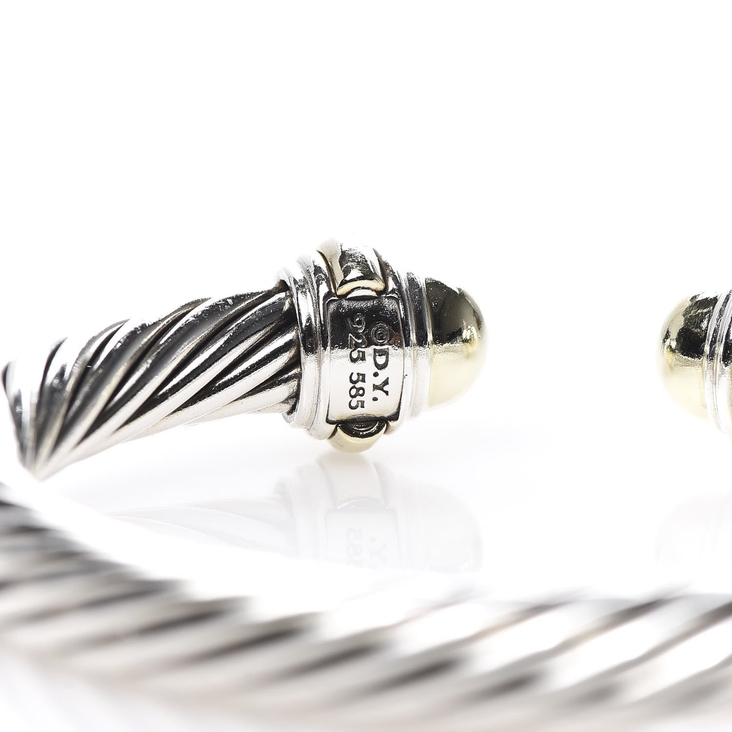 David Yurman Sterling Silver 14K Yellow Gold 7mm Cable Classics Bracelet 4 of 5