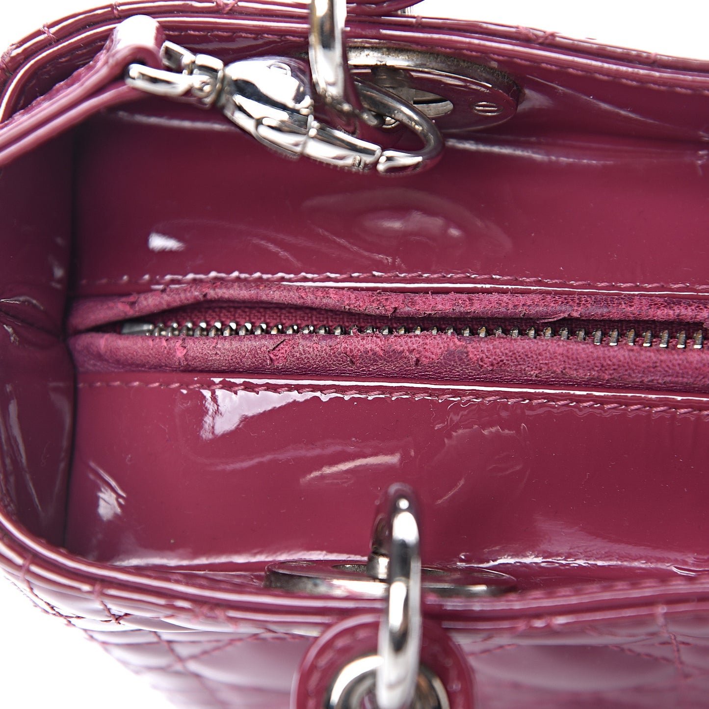 Patent Cannage Medium Lady Dior Dark Pink