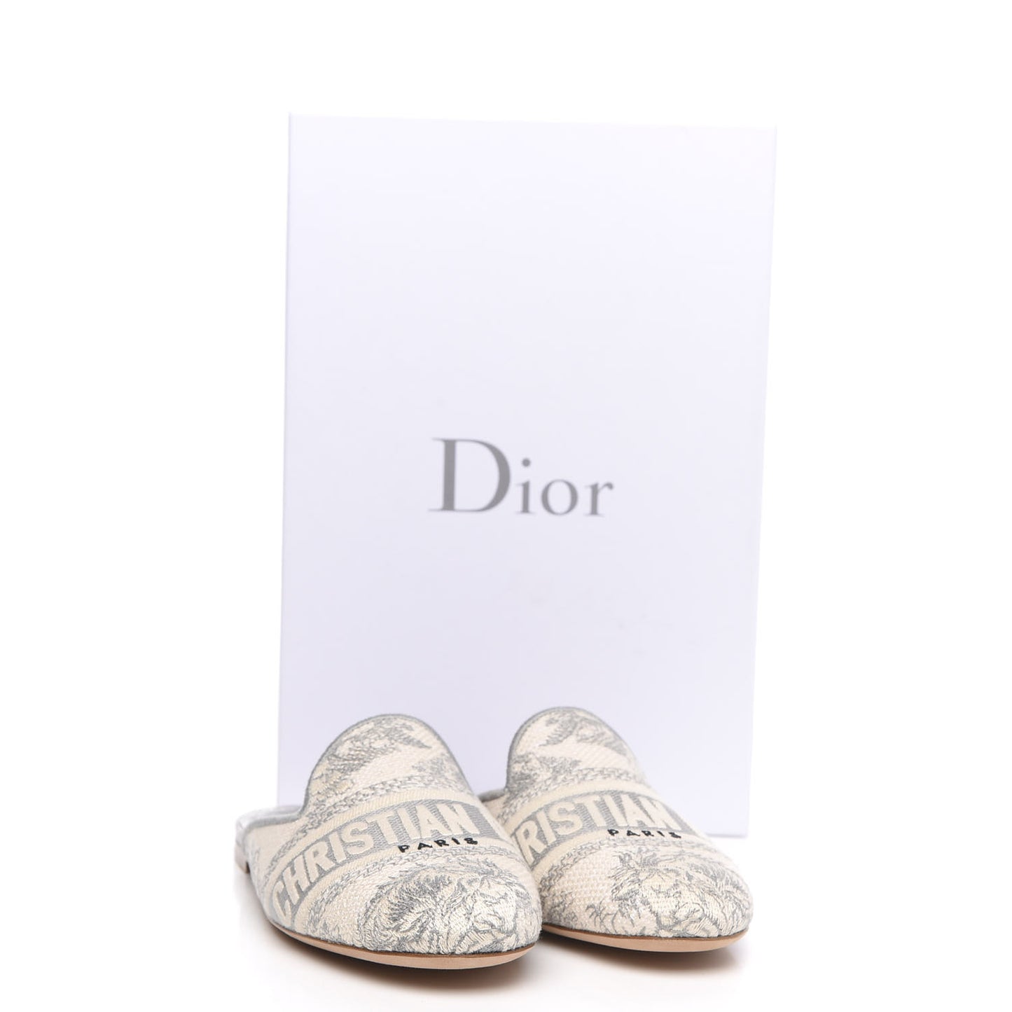 Canvas Cotton Embroidered Dioriviera Mules 36.5 Gray