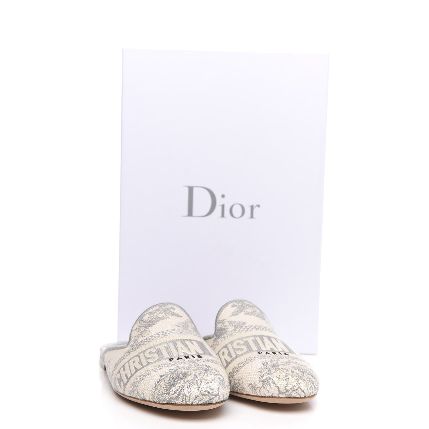 Christian Dior Canvas Cotton Embroidered Dioriviera Mules 36.5 Gray 8 of 8