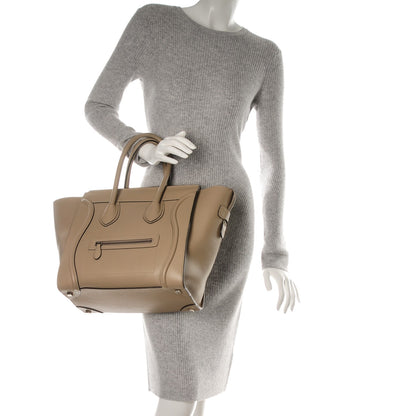 Celine Drummed Calfskin Mini Luggage Dune 2 of 9