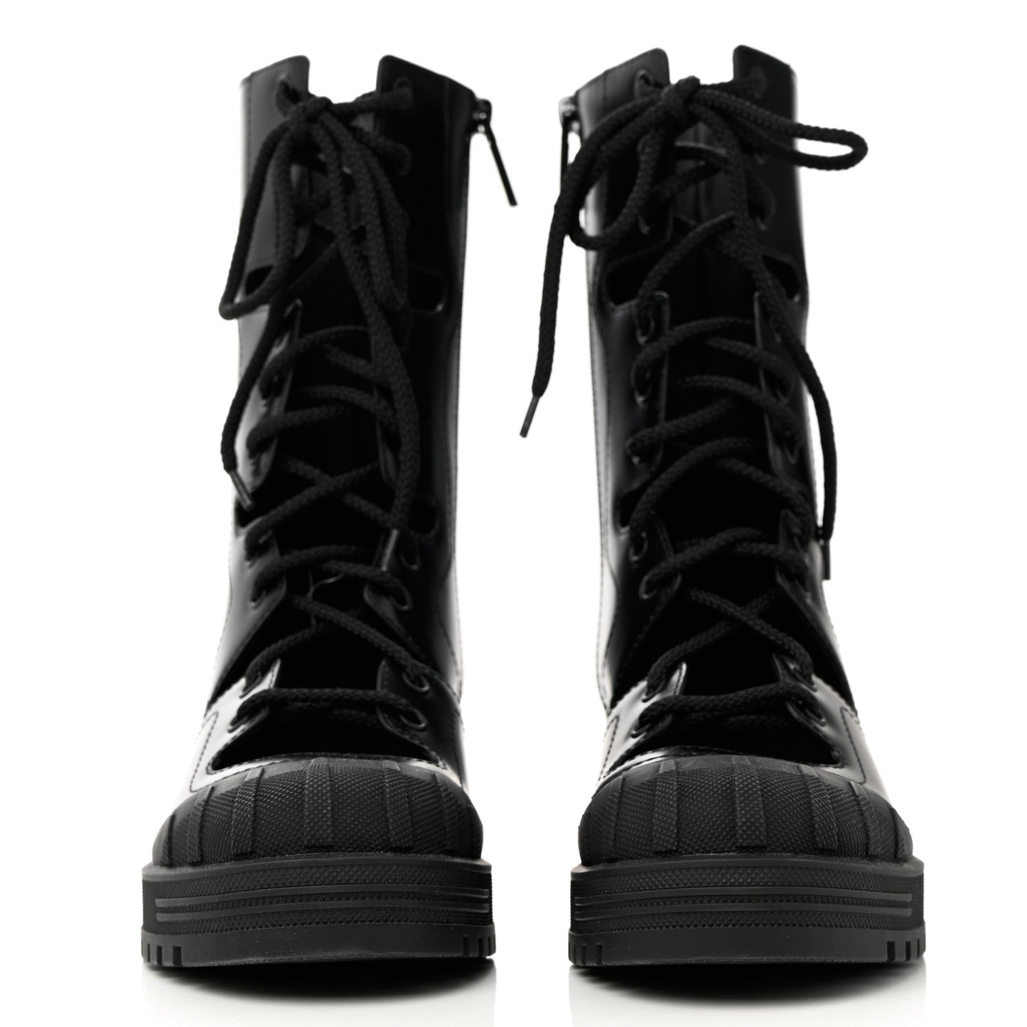 Brushed Calfskin Rubber Dioriron Boots 38 Black