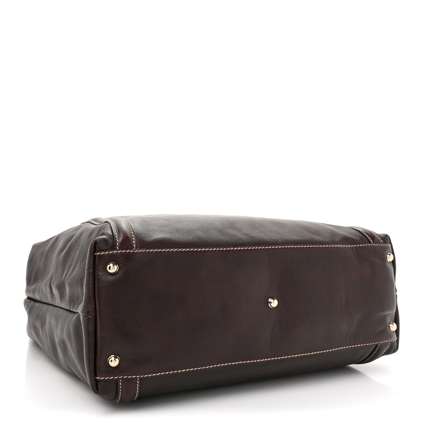 Calfskin Large Britt Shoulder Bag Dark Brown