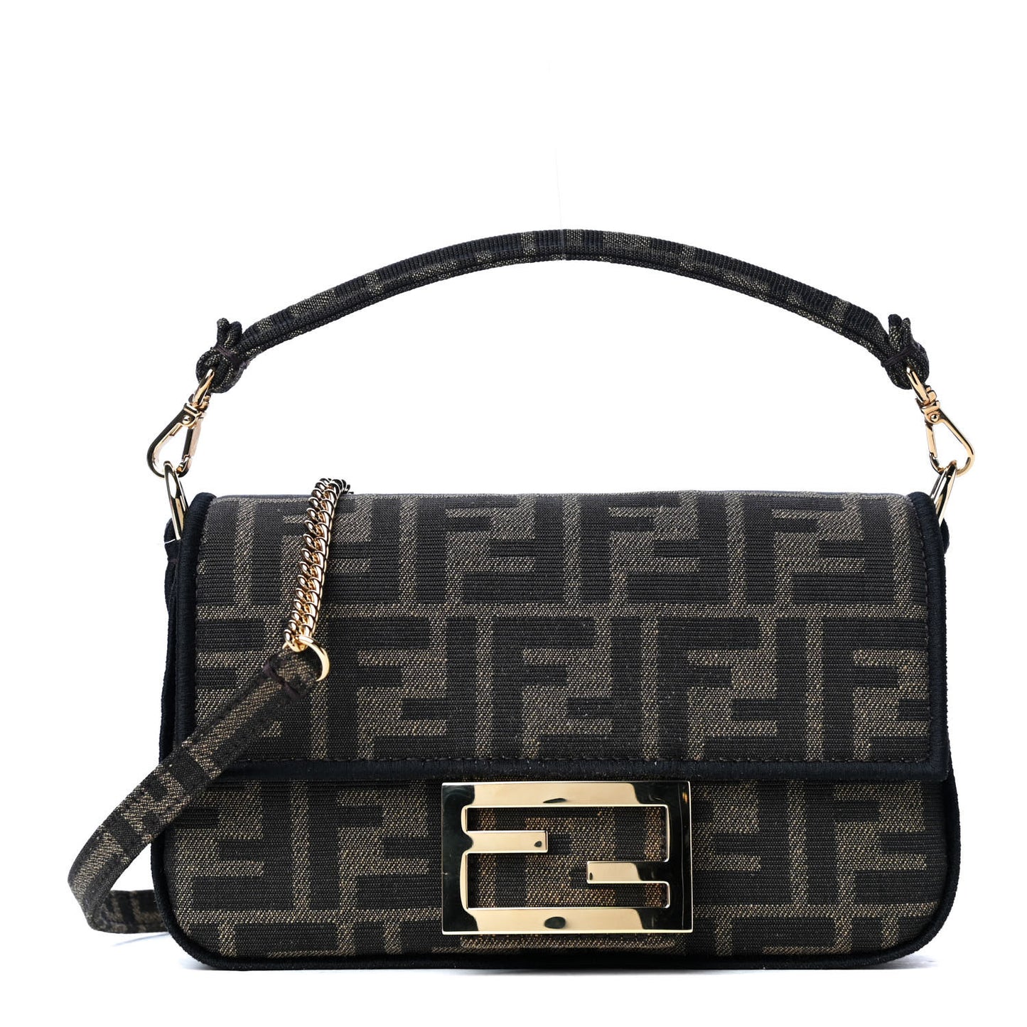 Fabric Jacquard FF 1974 Mini Baguette Tobacco Moro Black