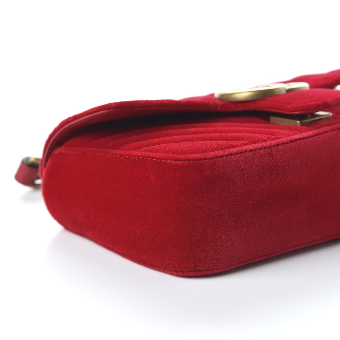 Velvet Matelasse Mini GG Marmont Shoulder Bag Hibiscus Red