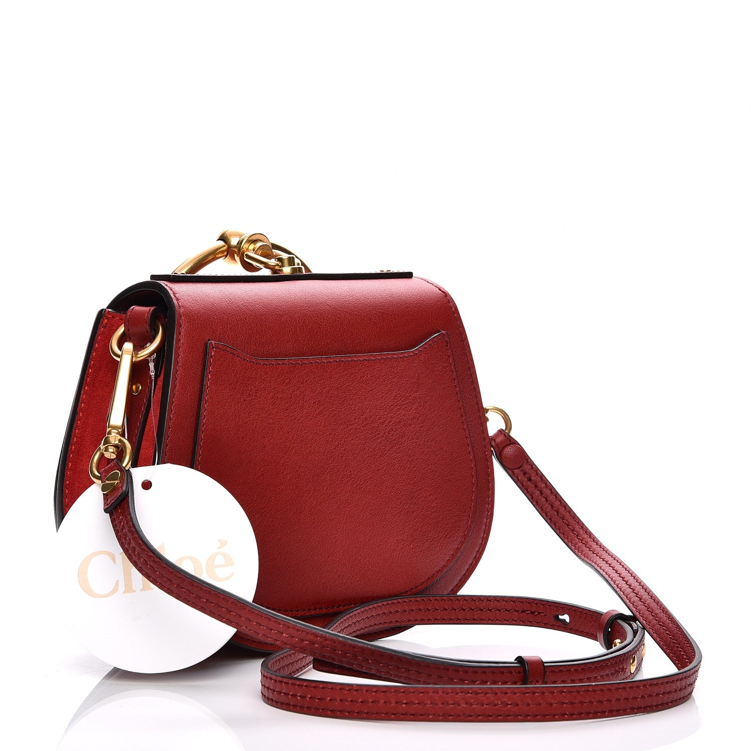 Chloe Calfskin Suede Small Nile Bracelet Bag Intense Red 4 of 9