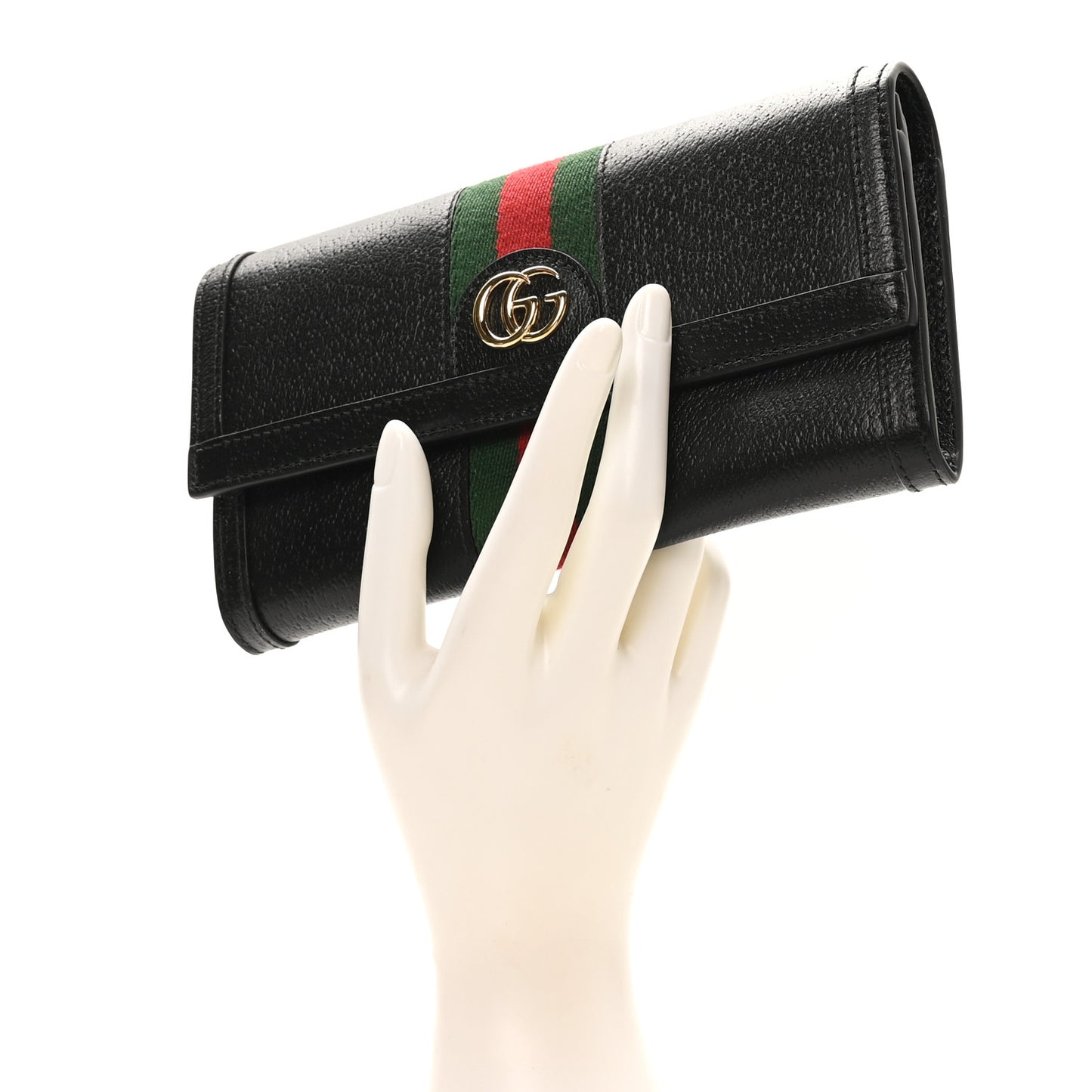 Calfskin Web Ophidia Continental Wallet Black