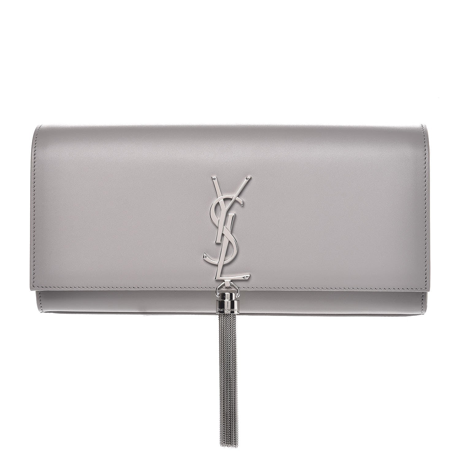 Saint Laurent Calfskin Classic Monogram Tassel Clutch Souris 1 of 7