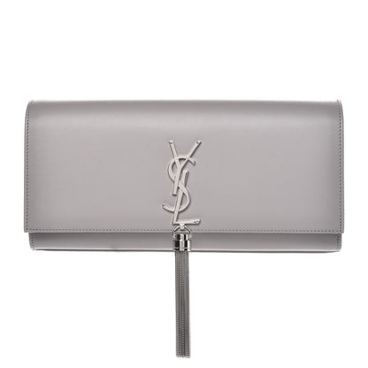 Saint Laurent Calfskin Classic Monogram Tassel Clutch Souris 1 of 7