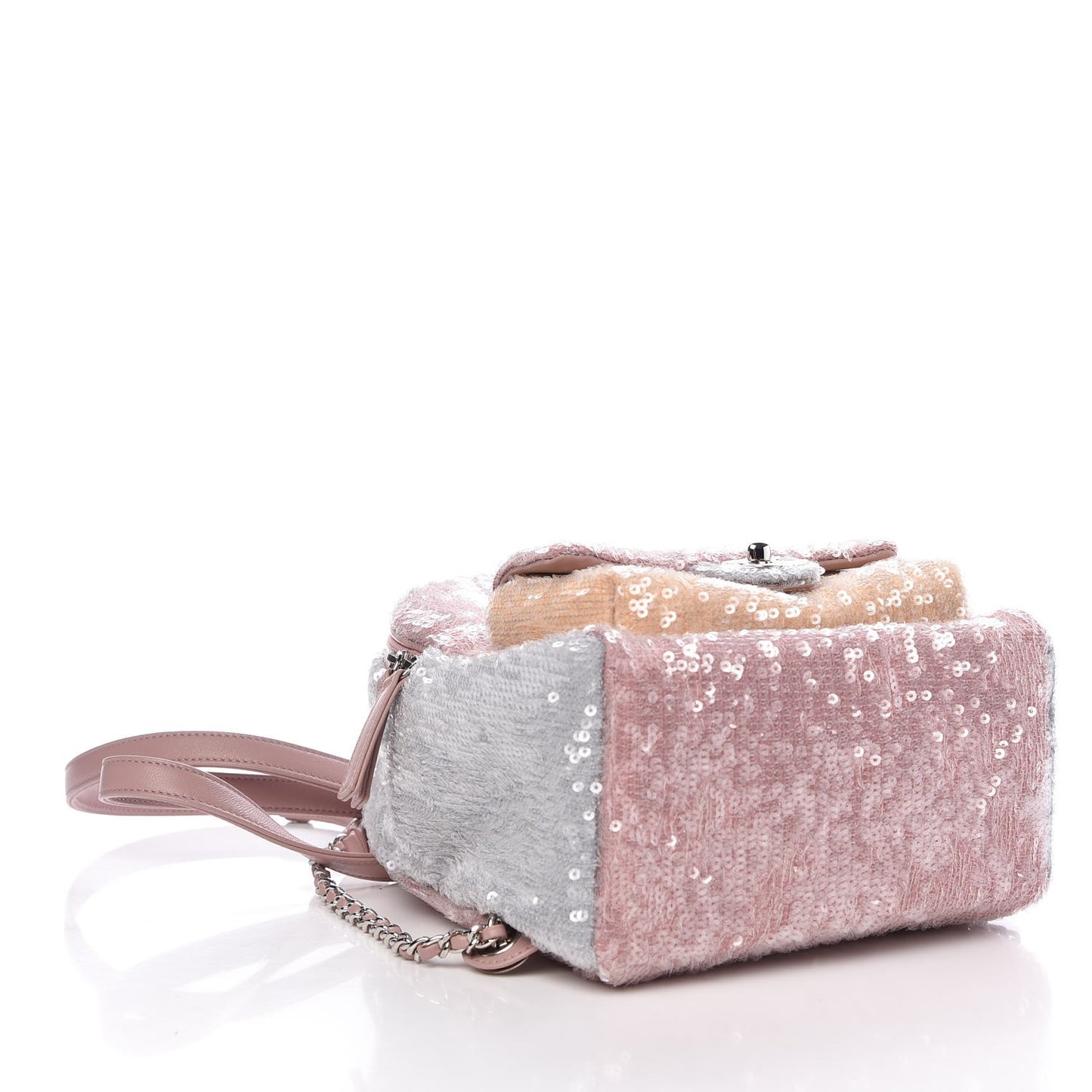 Sequin Tri-color Waterfall Backpack Pink Beige Grey