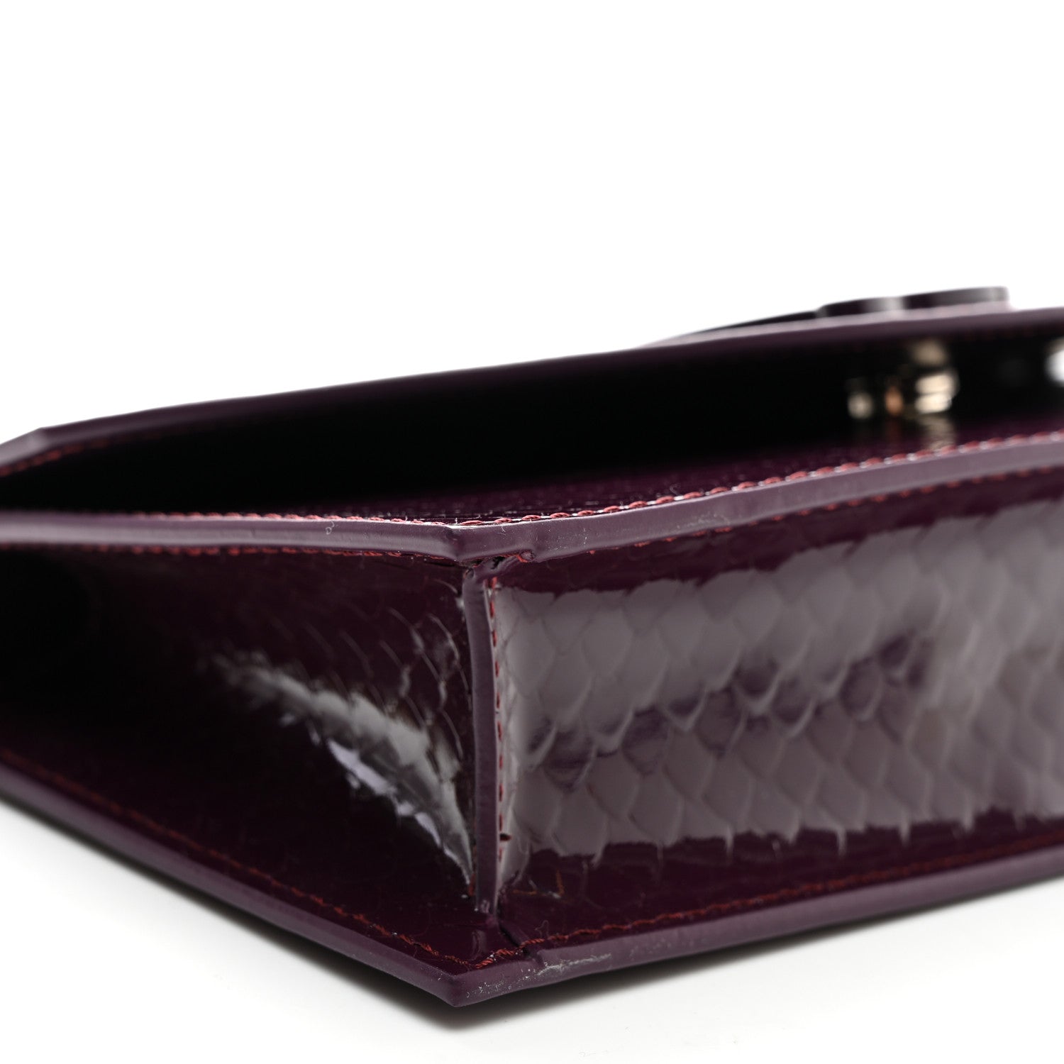 Christian Louboutin Patent Birdy Snakeskin Embossed Loubi54 Crossbody Clutch Merlot 7 of 8