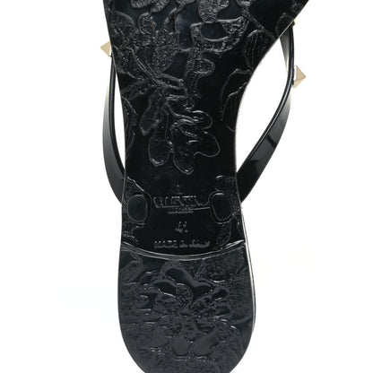 Valentino Garavani PVC Jelly Rockstud Bow Thong Sandals 41 Black 10 of 12