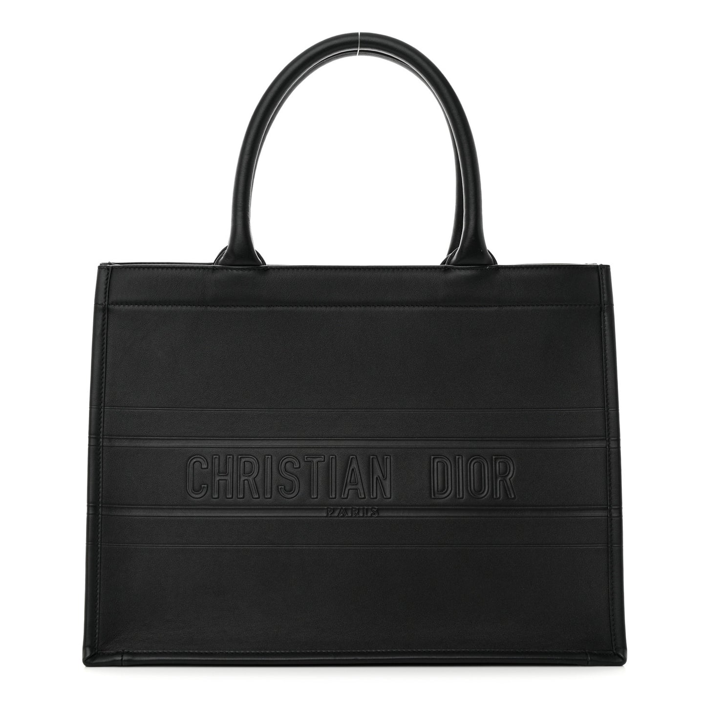 Calfskin Embossed Medium Book Tote Black