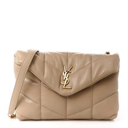 Saint Laurent Lambskin Quilted Toy Loulou Puffer Monogram Chain Satchel Nude Powder 1 of 12