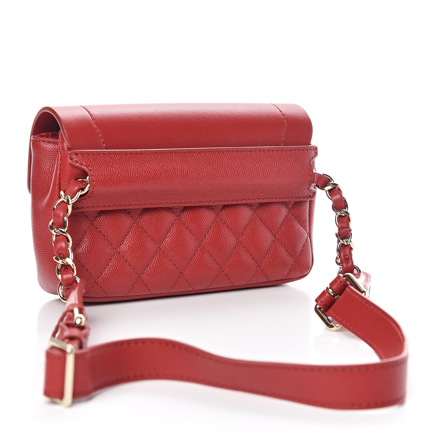 Chanel Caviar Quilted Flap Waist Bag Red 3 of 12