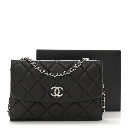 Chanel Lambskin Quilted Double Sided Wallet On Chain WOC Black 14 of 14