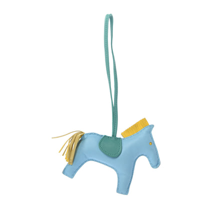 Hermes Milo Lambskin Grigri Rodeo Horse Bag Charm MM Celeste Jaune de Naples Vert Verone 3 of 5