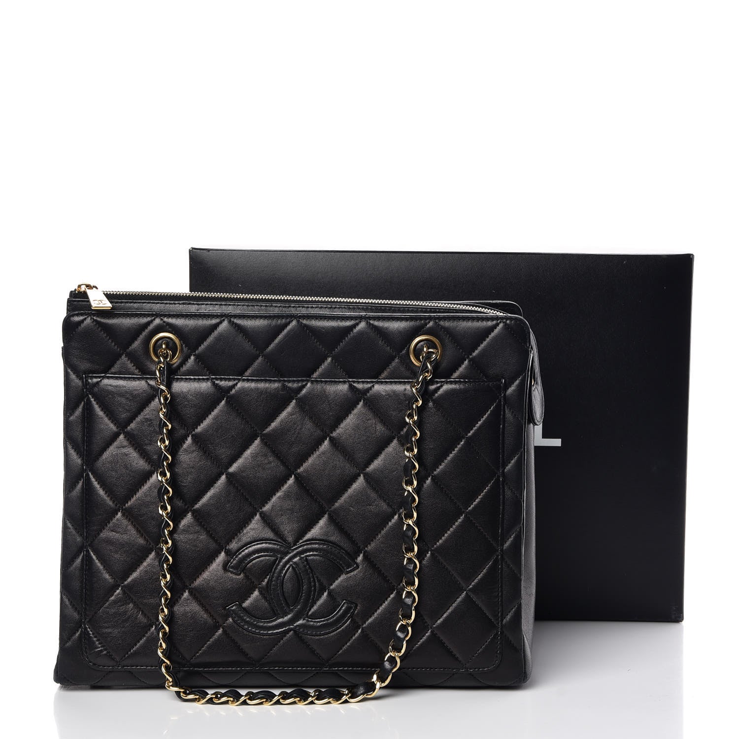 Chanel Lambskin Quilted CC Shopping Tote Black 15 of 15