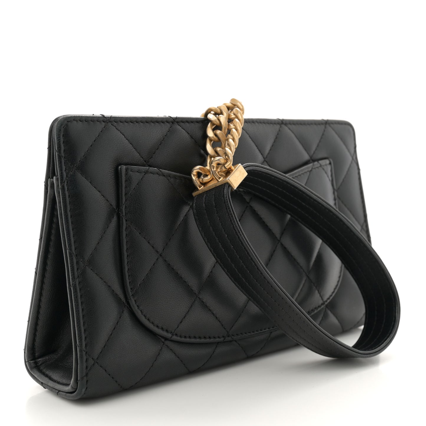 Lambskin Quilted Evening By The Sea Clutch Black