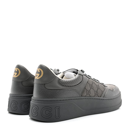 Gucci Textured Dollar Calfskin GG Supreme Monogram Mens Chunky Sneakers 12 Graphite Grey Black Grey 4 of 9