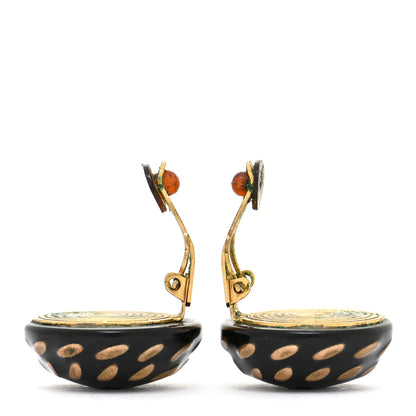 Chanel Resin CC Clip On Earrings Black Gold 3 of 5