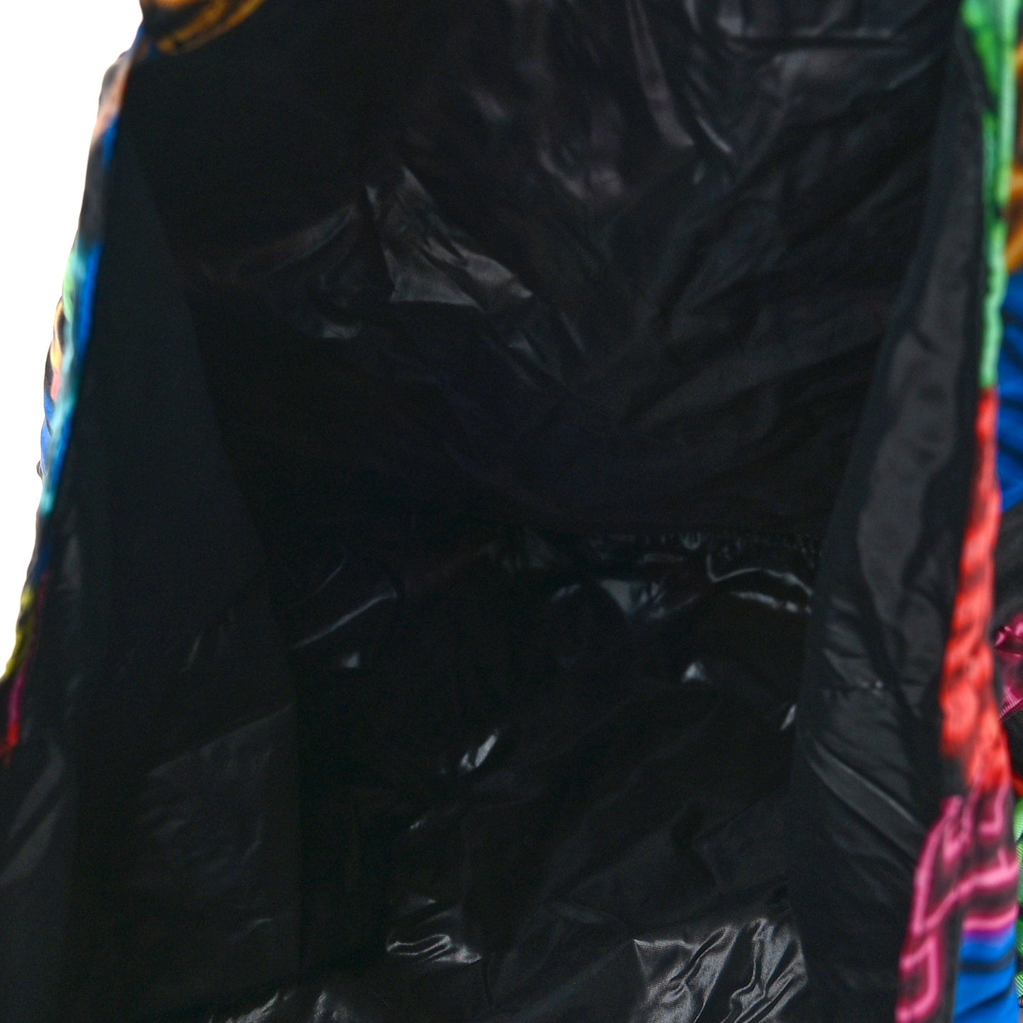 Caviar Fabric Graffiti Foldable Tote Bag With Chain Black Multicolor