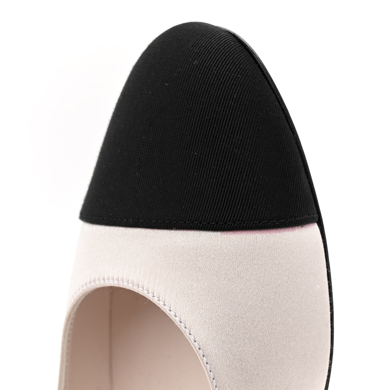 Chanel Strass Satin Grosgrain Mary Jane Flats 38 Ivory Black 10 of 10
