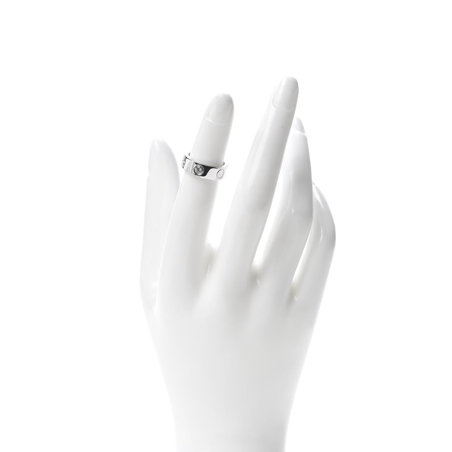 18K White Gold 3 Diamond 5.5mm LOVE Ring 46 3.75