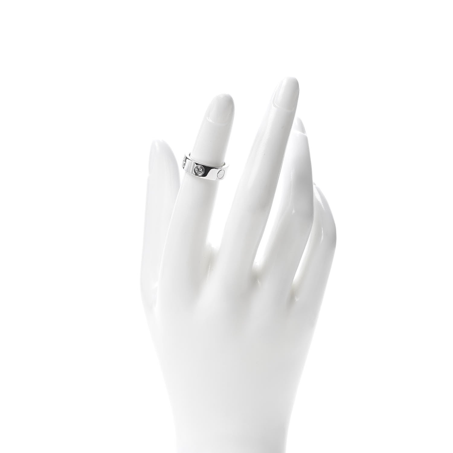 Cartier 18K White Gold 3 Diamond 5.5mm LOVE Ring 46 3.75 2 of 6