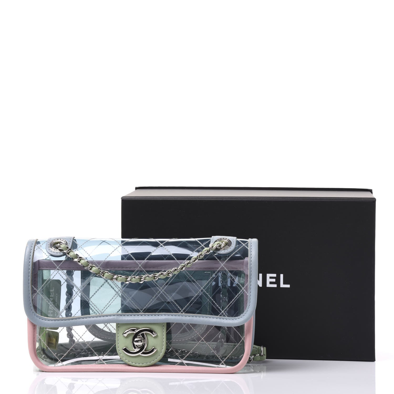 Chanel Lambskin PVC Quilted Medium Coco Splash Flap Blue Green 10 of 10