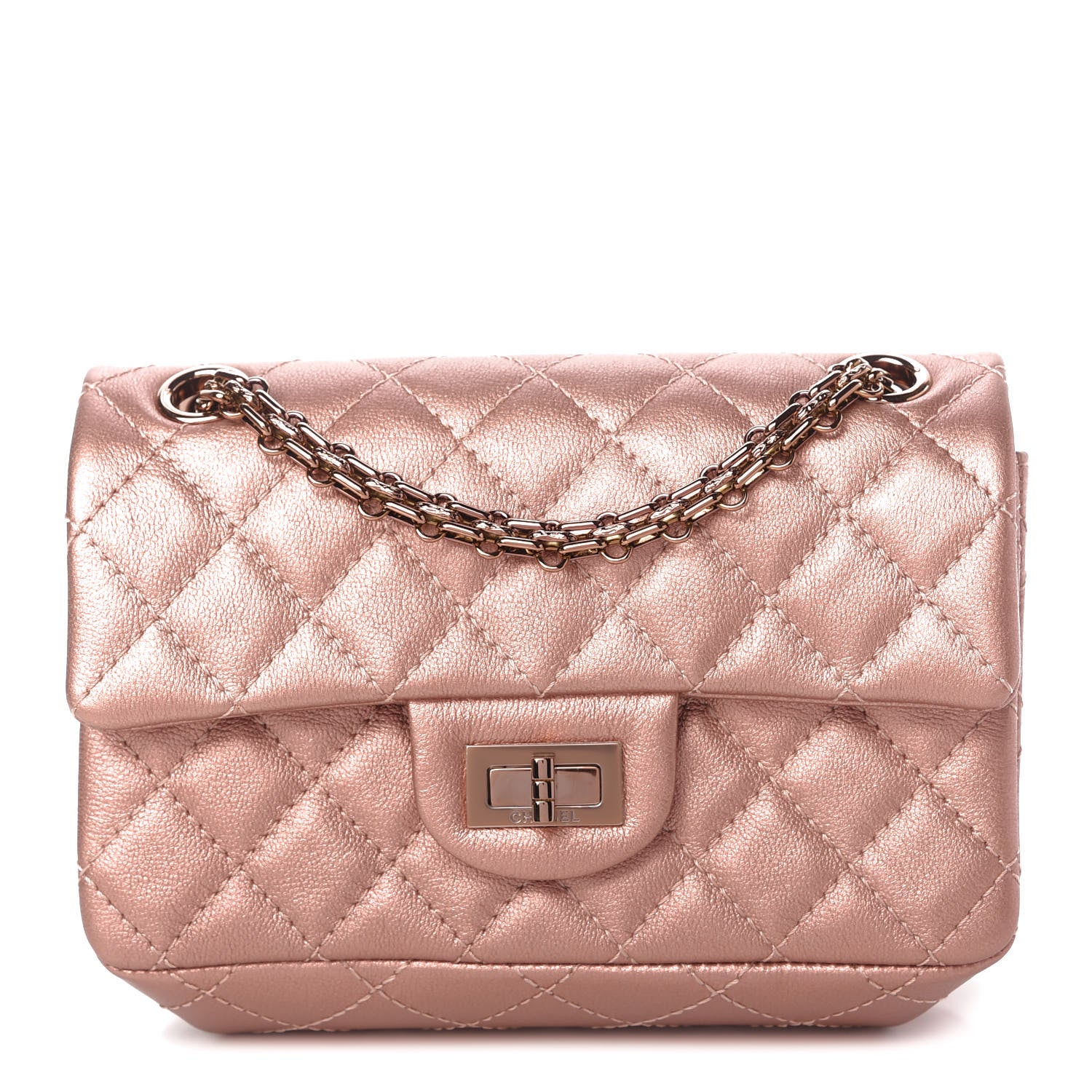 Chanel Metallic Grained Calfskin Quilted 2.55 Reissue Mini Flap Copper Pink 1 of 10