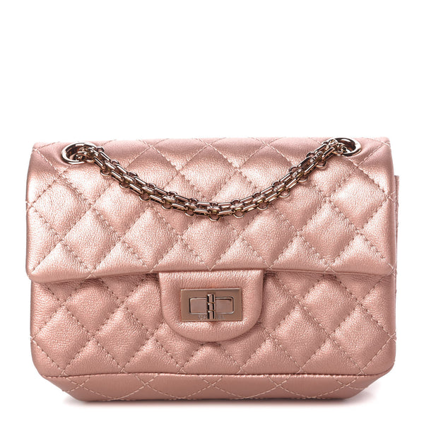 CHANEL 眞會 Chanel Metallic Grained Calfskin Quilted 2.55 Reissue Mini Flap
