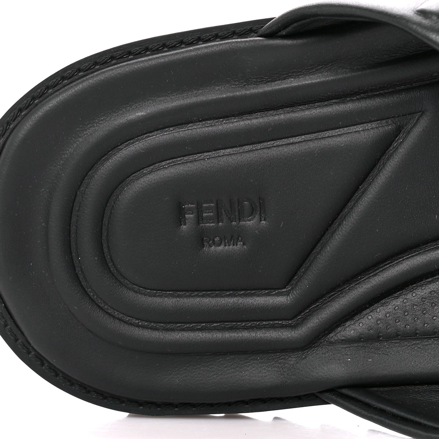 Nappa FF Embossed Mens Criss Cross Slide Sandals 10 Black