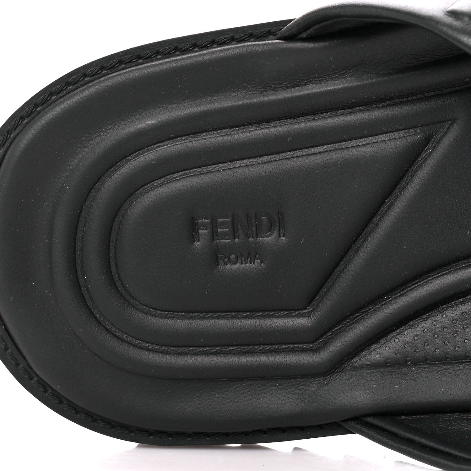 Fendi Nappa FF Embossed Mens Criss Cross Slide Sandals 10 Black 7 of 8