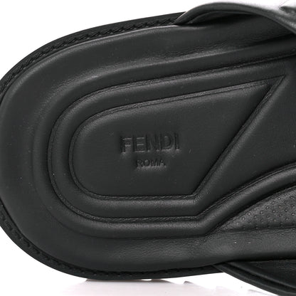 Fendi Nappa FF Embossed Mens Criss Cross Slide Sandals 10 Black 7 of 8