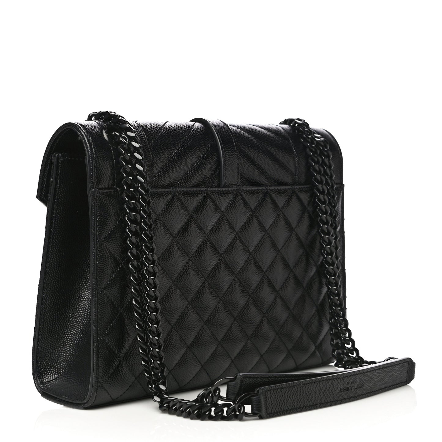 Grain De Poudre Textured Mixed Matelasse Triquilt Medium Monogram Satchel Black