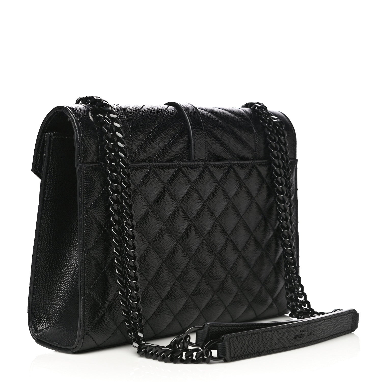 Saint Laurent Grain De Poudre Textured Mixed Matelasse Triquilt Medium Monogram Satchel Black 3 of 10