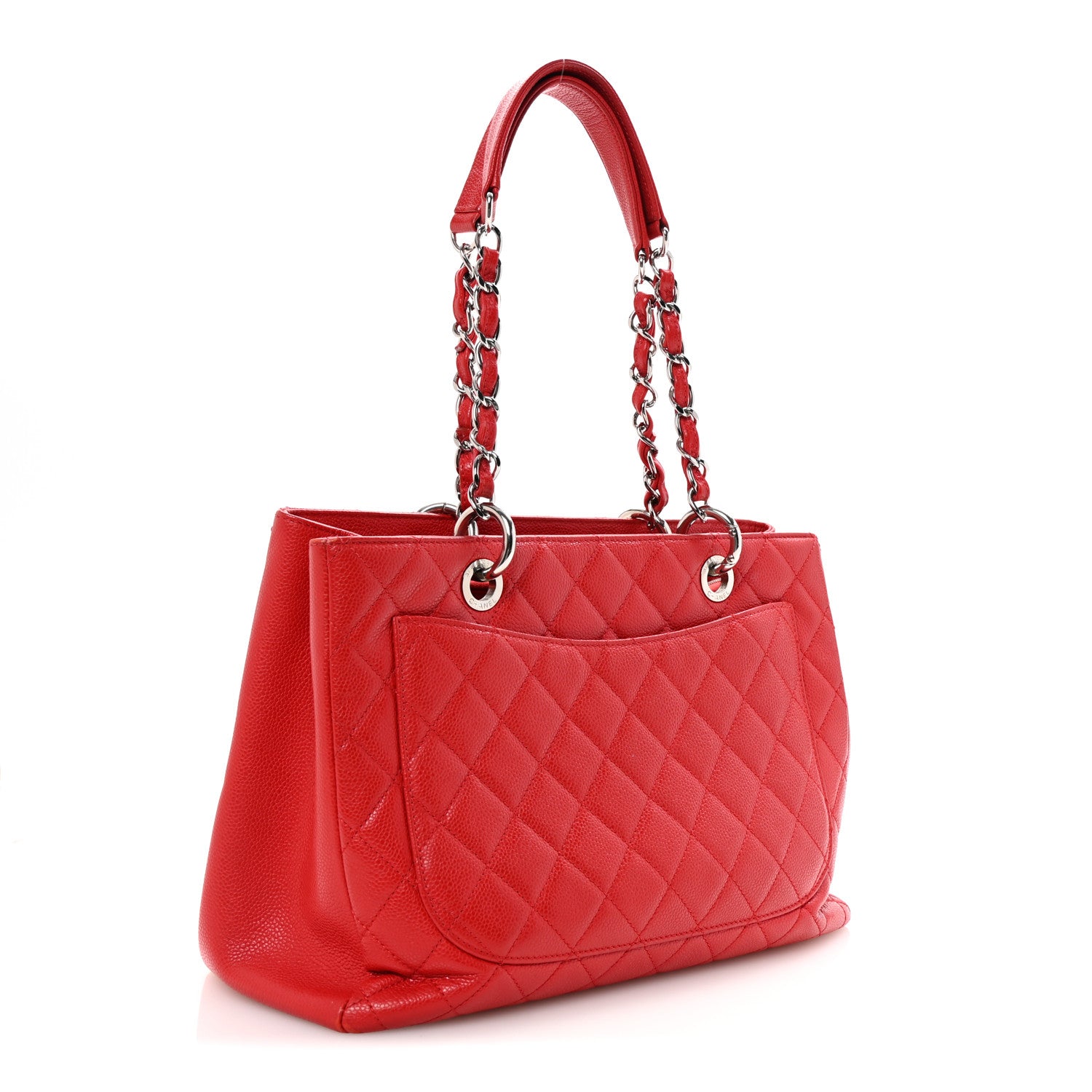 Chanel Caviar Quilted Grand Shopping Tote GST Red 3 of 10