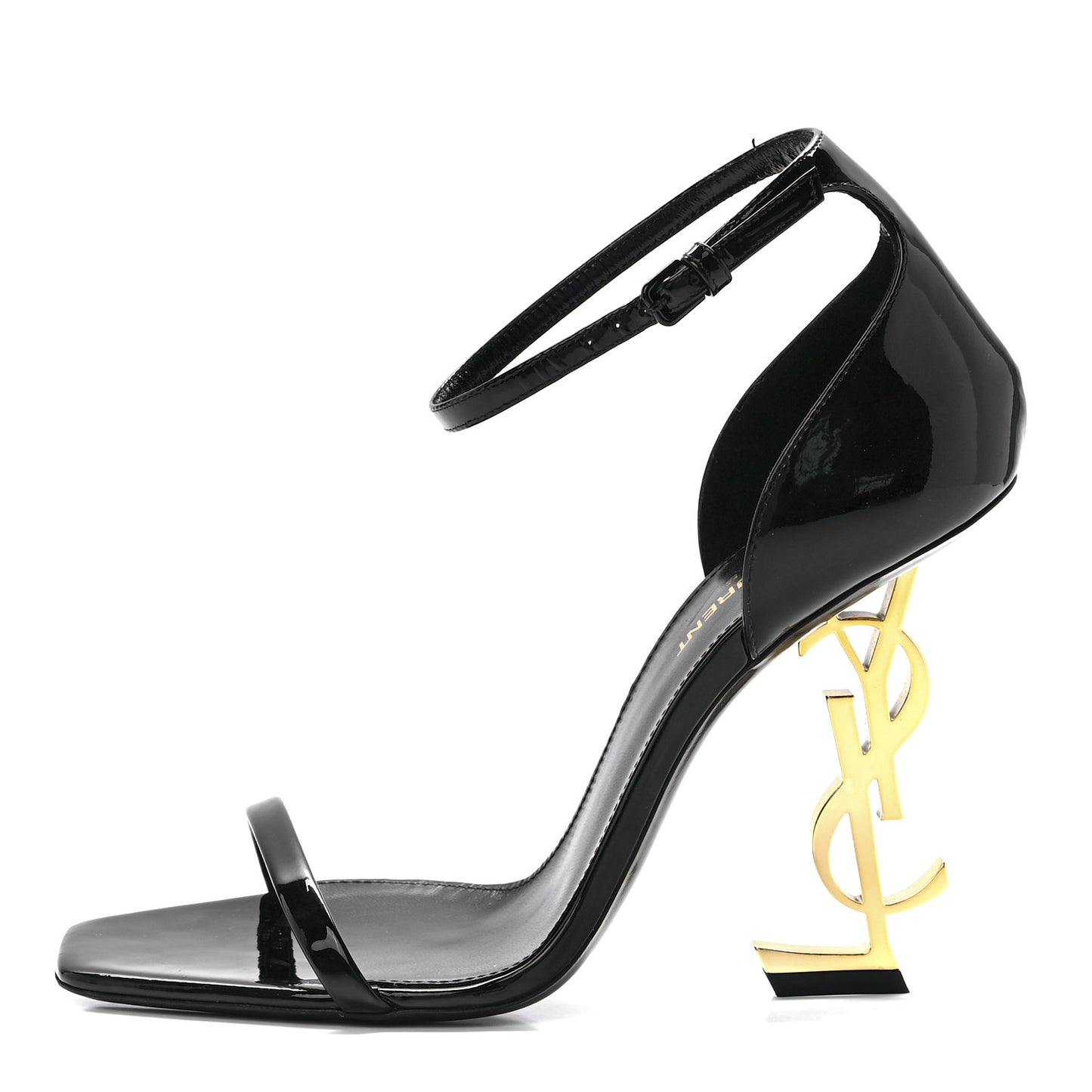 Patent Calfskin Opyum 110 Sandals 38.5 Black Gold
