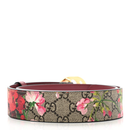 Gucci GG Supreme Monogram Blooms Moon Calfskin Interlocking G 37mm Belt 75 30 Beige Ebony Multicolor Dry Rose 2 of 5
