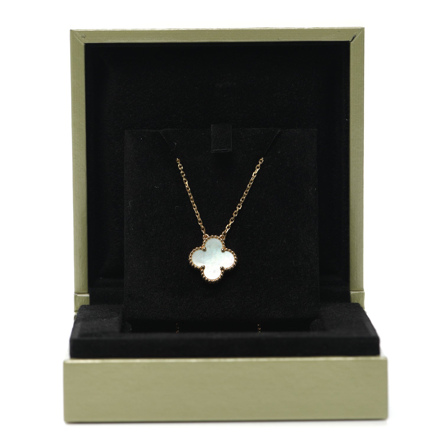 Van Cleef & Arpels 18K Yellow Gold Mother of Pearl Vintage Alhambra Pendant Necklace 7 of 8