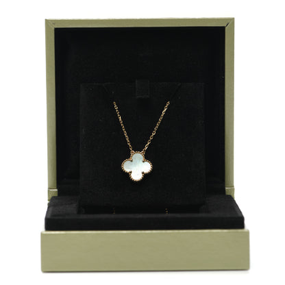 Van Cleef & Arpels 18K Yellow Gold Mother of Pearl Vintage Alhambra Pendant Necklace 7 of 8