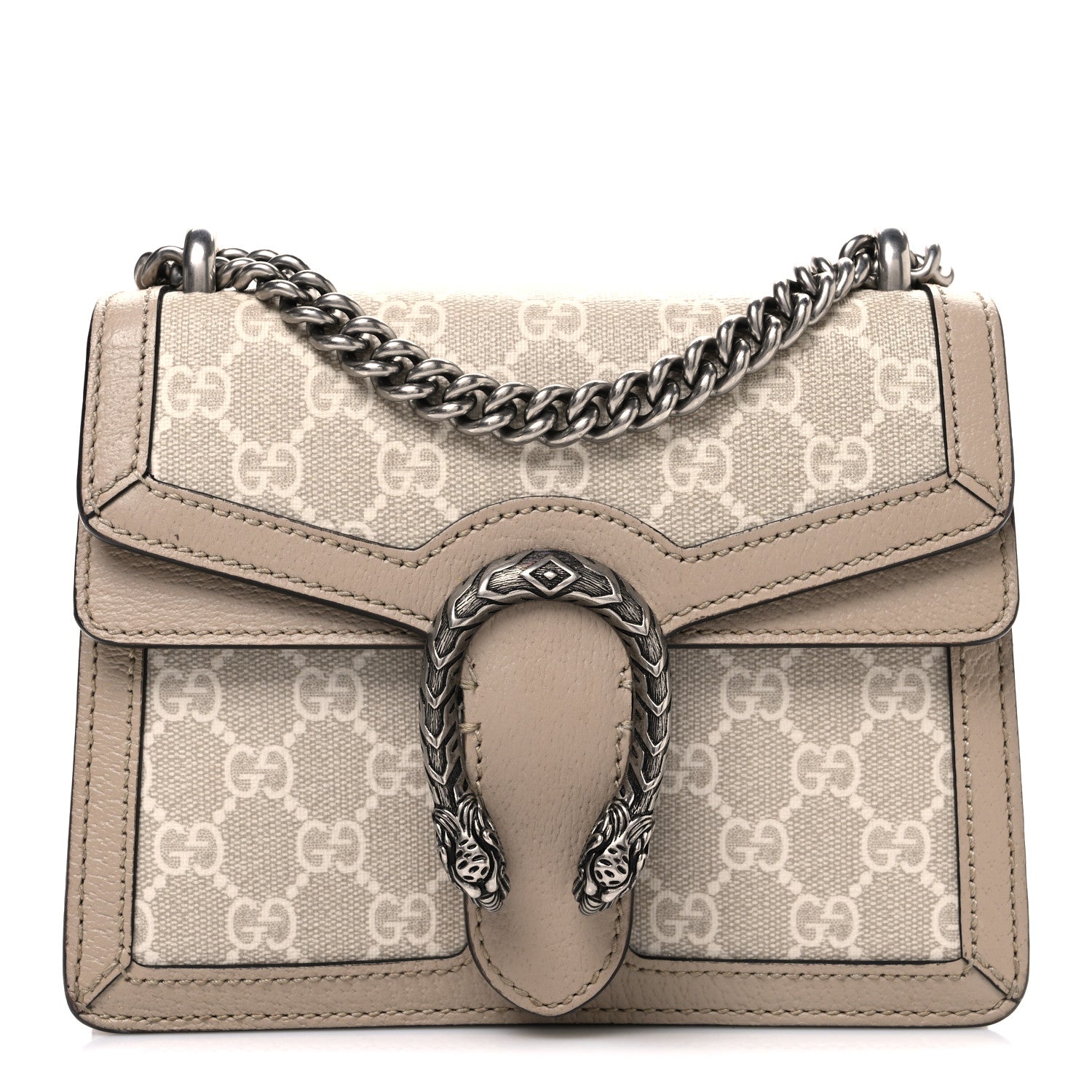 Gucci GG Supreme Monogram Textured Dollar Calfskin Mini Dionysus Shoulder Bag Beige Mystic White Oatmeal 1 of 11