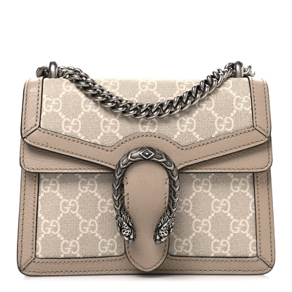 Gucci GG Supreme Monogram Textured Dollar Calfskin Mini Dionysus Shoulder Bag Beige Mystic White Oatmeal 1 of 11