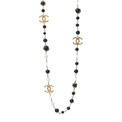 Chanel Resin Beaded CC Necklace Gold Multicolor 1 of 6