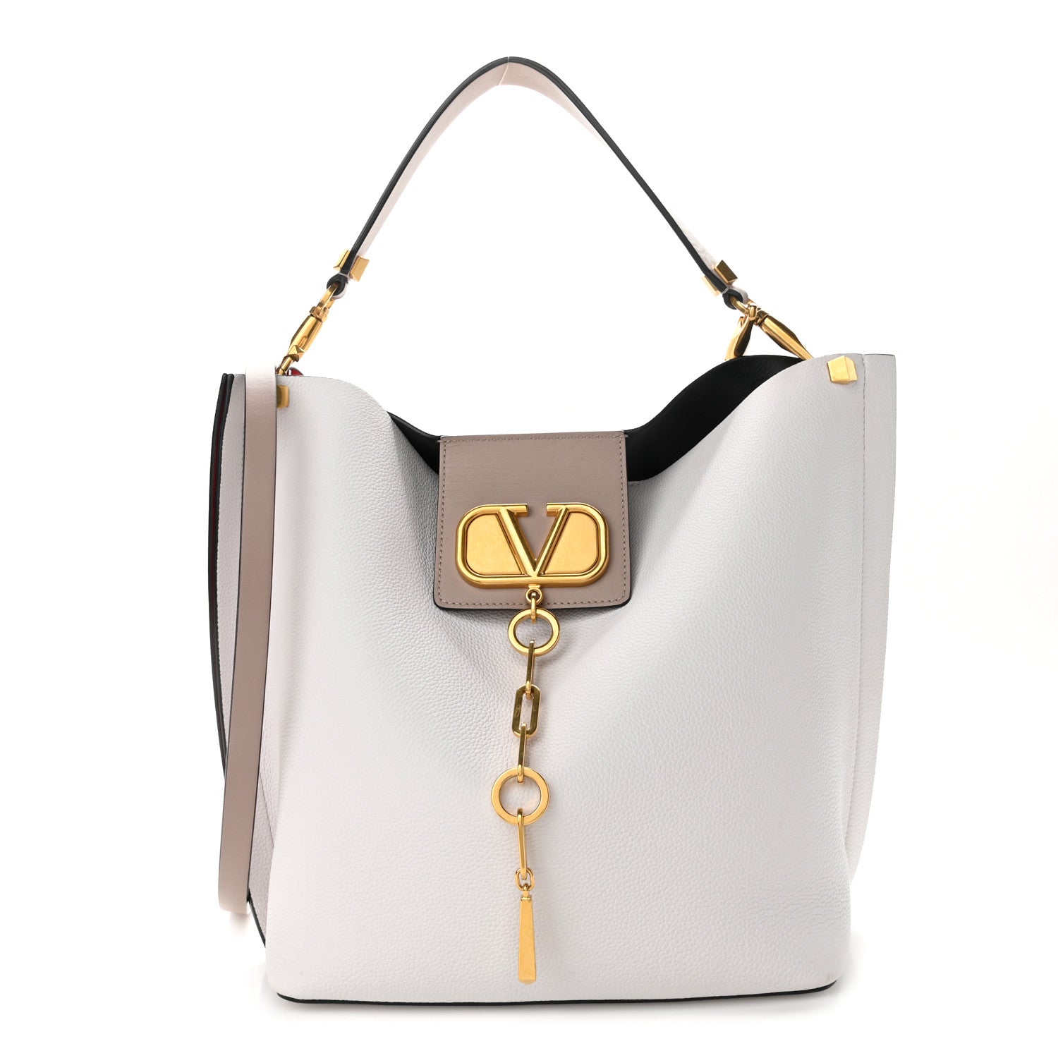 Valentino Garavani Grainy Calfskin VLogo Escape Hobo Bag White 3 of 12