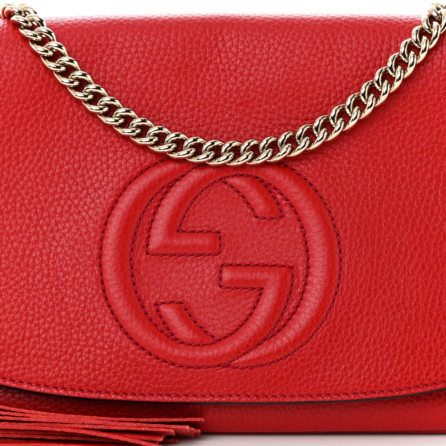 Pebbled Calfskin Medium Soho Flap Crossbody Vibrant Red