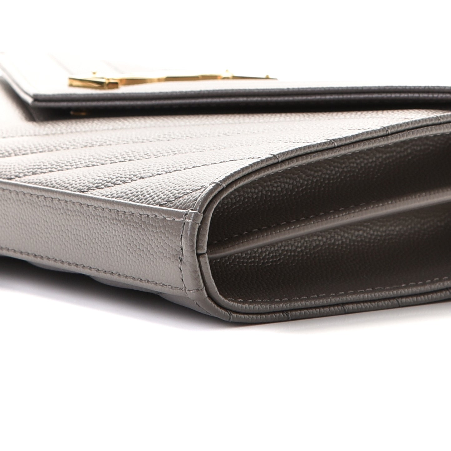 Grain De Poudre Matelasse Chevron Monogram Chain Wallet Fog