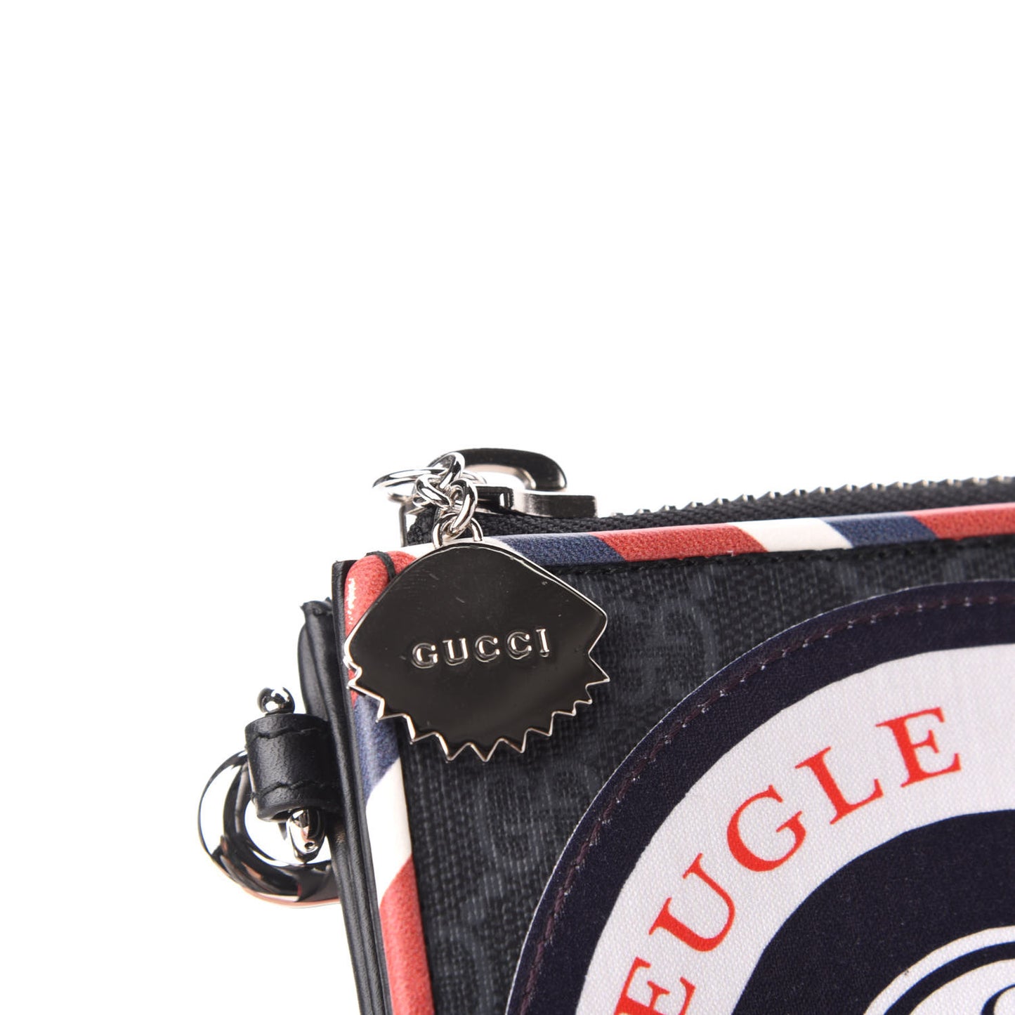 GG Supreme Monogram Night Courrier Zip Wristlet Pouch Black Multicolor
